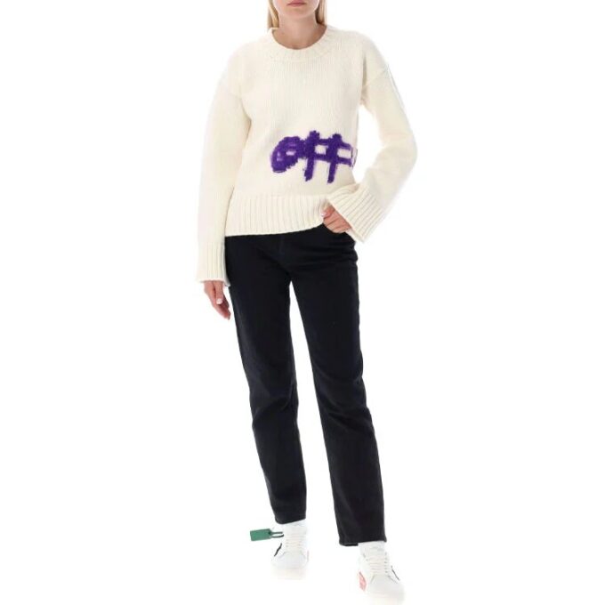 Jersey de cuello redondo con intrincado logotipo de Off-White «Blanco Morado»