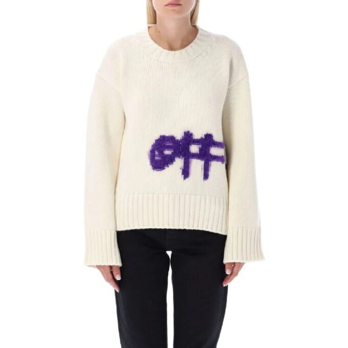 Jersey de cuello redondo con intrincado logotipo de Off-White «Blanco Morado»