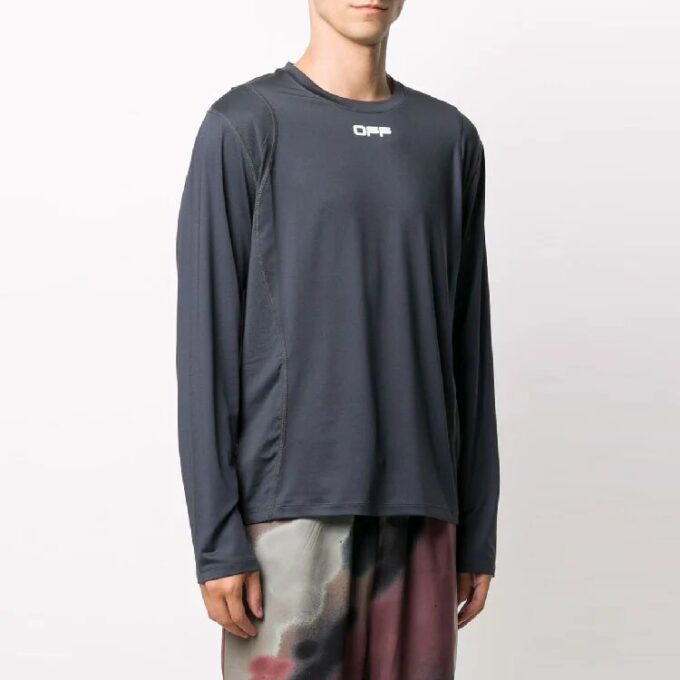 Jersey de cuello redondo con logo, manga larga, versión gris