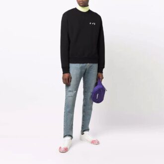 Jersey de cuello redondo con logo Off-White para hombre, colección Otoño-Invierno 2021, negro Jersey de cuello redondo con logo Off-White para hombre, colección Otoño-Invierno 2021, negro