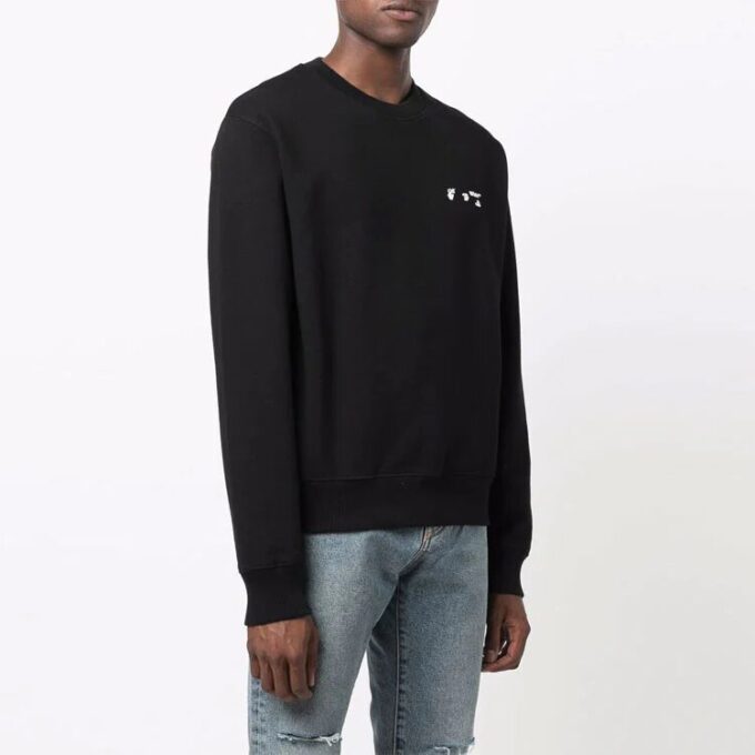Jersey de cuello redondo con logo Off-White para hombre, colección Otoño-Invierno 2021, negro