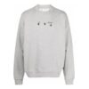 Jersey de cuello redondo con logo Off-White para hombre FW21, corte holgado, gris