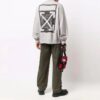 Jersey de cuello redondo con logo Off-White para hombre FW21, corte holgado, gris