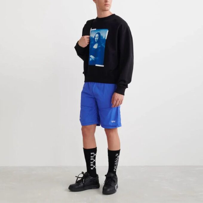 Jersey de cuello redondo de algodón con estampado de la Mona Lisa para hombre de Off-White, negro