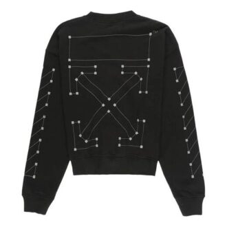 Jersey de cuello redondo de algodón para hombre Off-White, negro