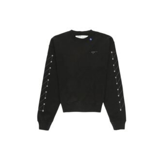 Jersey de cuello redondo de algodón para hombre Off-White, negro