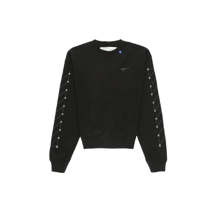 Jersey de cuello redondo de algodón para hombre Off-White, negro