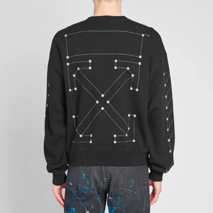 Jersey de cuello redondo de algodón para hombre Off-White, negro