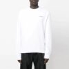 Jersey de cuello redondo de manga larga con estampado del logotipo Off-White para hombre FW22, corte holgado, blanco