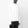 Jersey de cuello redondo de manga larga con estampado del logotipo Off-White para hombre FW22, corte holgado, blanco