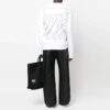 Jersey de cuello redondo de manga larga con estampado del logotipo Off-White para hombre FW22, corte holgado, blanco