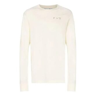 Jersey de cuello redondo de manga larga, corte holgado, color blanco cremoso