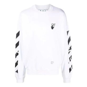 Jersey de cuello redondo holgado con estampado del logotipo de Arrows de Off-White para hombre FW21, blanco Jersey de cuello redondo holgado con estampado del logotipo de Arrows de Off-White para hombre FW21, blanco