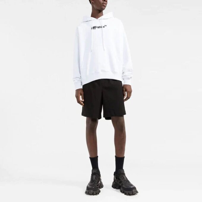 Jersey de cuello redondo Off-White para hombre con letras en el pecho, versión básica, blanco