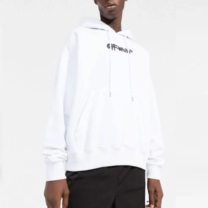 Jersey de cuello redondo Off-White para hombre con letras en el pecho, versión básica, blanco