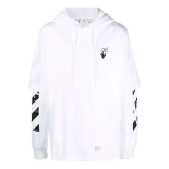 Jersey de cuello redondo Off-White para hombre FW21 con estampado de logotipo, corte holgado, blanco Jersey de cuello redondo Off-White para hombre FW21 con estampado de logotipo, corte holgado, blanco