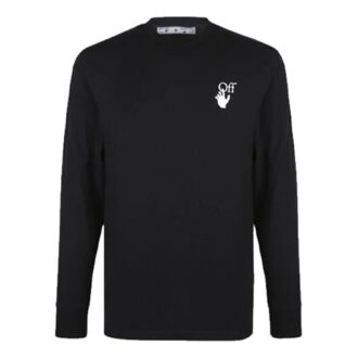 Jersey de cuello redondo y manga larga con estampado del logotipo, versión estándar, negro
