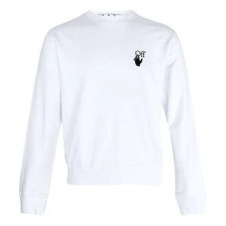 Jersey de cuello redondo y manga larga holgado con estampado de flechas Off-White para hombre FW21, color blanco Jersey de cuello redondo y manga larga holgado con estampado de flechas Off-White para hombre FW21, color blanco