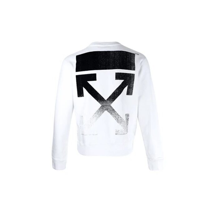 Jersey de cuello redondo y manga larga holgado con estampado de flechas Off-White para hombre FW21, color blanco