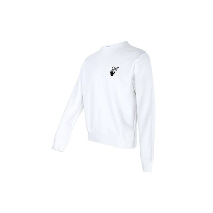 Jersey de cuello redondo y manga larga holgado con estampado de flechas Off-White para hombre FW21, color blanco