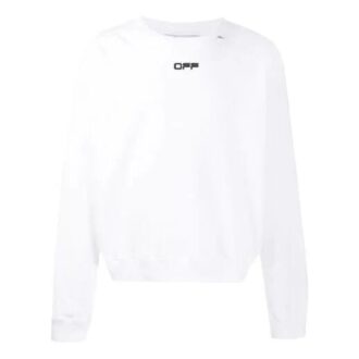 Jersey de cuello redondo y manga larga para hombre Off-White, blanco