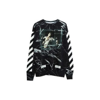 Jersey de hombre con estampado de mármol, negro Jersey de hombre con estampado de mármol, negro