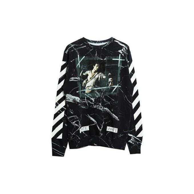 Jersey de hombre con estampado de mármol, negro