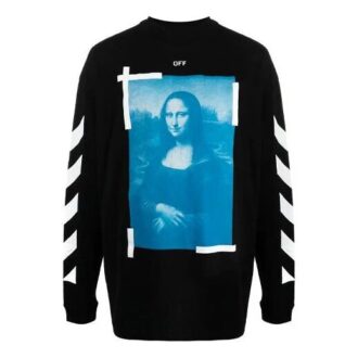 Jersey de hombre Off-White SS21 con estampado de la Mona Lisa, negro