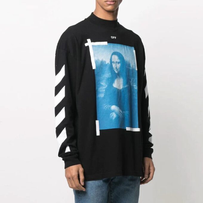 Jersey de hombre Off-White SS21 con estampado de la Mona Lisa, negro