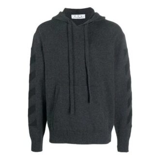 Jersey de lana con capucha y logo intarsia de Off-White para hombre, colección FW21, color liso, versión gris
