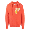 Jersey de lana con capucha y logo intarsia Off-White para hombre FW21, corte holgado, naranja