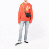 Jersey de lana con capucha y logo intarsia Off-White para hombre FW21, corte holgado, naranja
