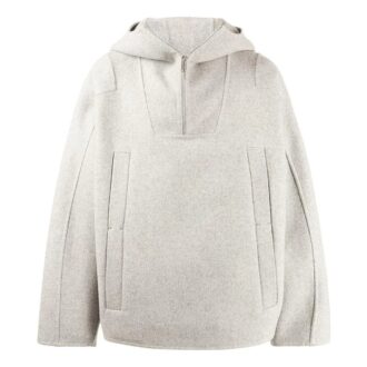 Jersey de lana con capucha y media cremallera Off-White para hombre FW22, color liso, gris