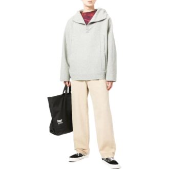 Jersey de lana con capucha y media cremallera Off-White para hombre FW22, color liso, gris