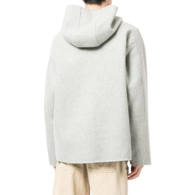 Jersey de lana con capucha y media cremallera Off-White para hombre FW22, color liso, gris