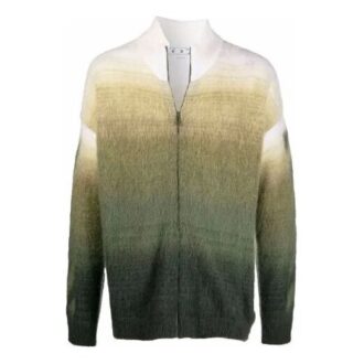Jersey de lana con cremallera y estampado de Arrows Off-White para hombre FW21, corte holgado, verde