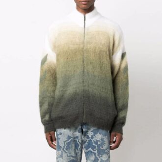 Jersey de lana con cremallera y estampado de Arrows Off-White para hombre FW21, corte holgado, verde