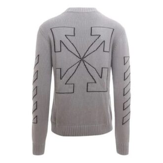 Jersey de lana con logotipo bordado Off-White para hombre, gris