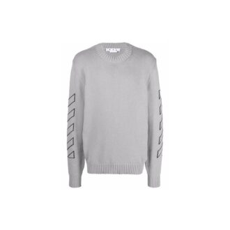 Jersey de lana con logotipo bordado Off-White para hombre, gris