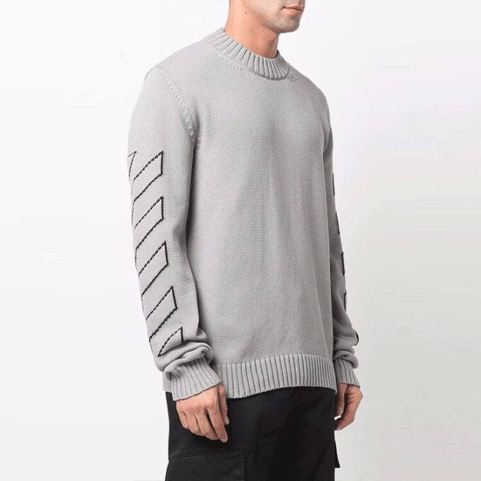 Jersey de lana con logotipo bordado Off-White para hombre, gris