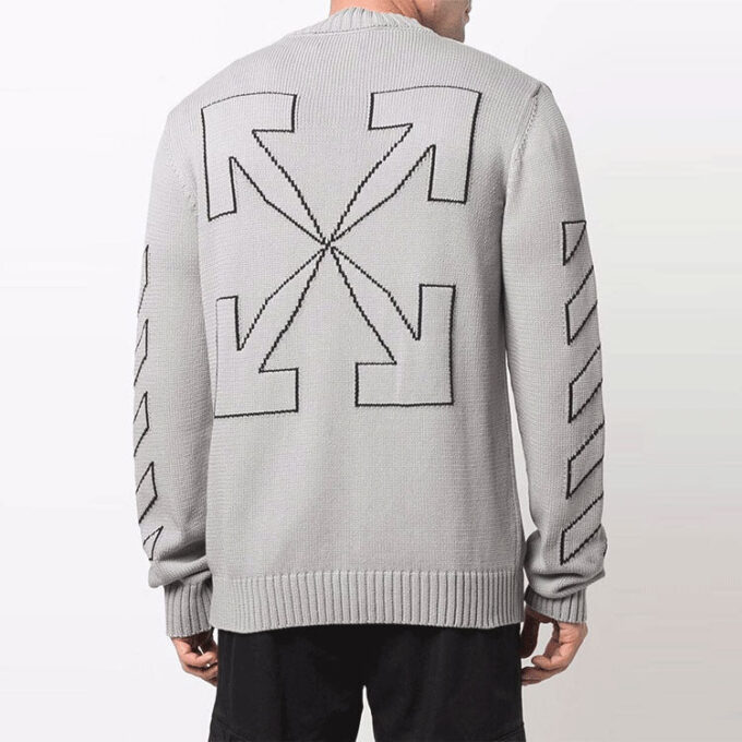 Jersey de lana con logotipo bordado Off-White para hombre, gris
