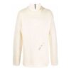 Jersey de lana de cuello alto de Off-White para hombre, de punto detallado, color liso y corte holgado, blanco