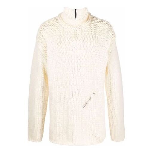 Jersey de lana de cuello alto de Off-White para hombre, de punto detallado, color liso y corte holgado, blanco