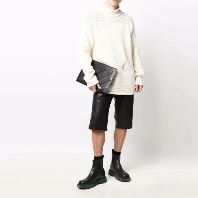 Jersey de lana de cuello alto de Off-White para hombre, de punto detallado, color liso y corte holgado, blanco