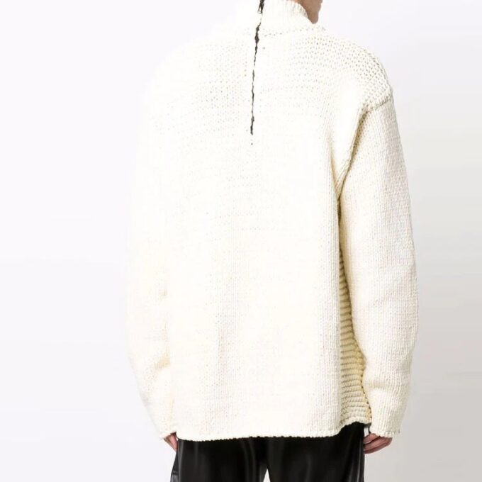 Jersey de lana de cuello alto de Off-White para hombre, de punto detallado, color liso y corte holgado, blanco