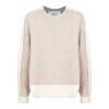 Jersey de lana de cuello redondo con bloques de color Off-White para hombre, temporada FW21, corte holgado, color beige