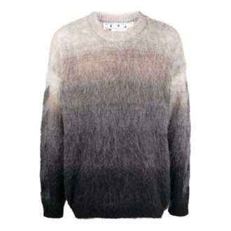 Jersey de lana de cuello redondo con degradado Off-White para hombre, temporada primavera-verano 2022, gris