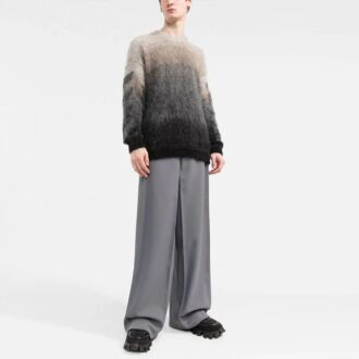 Jersey de lana de cuello redondo con degradado Off-White para hombre, temporada primavera-verano 2022, gris