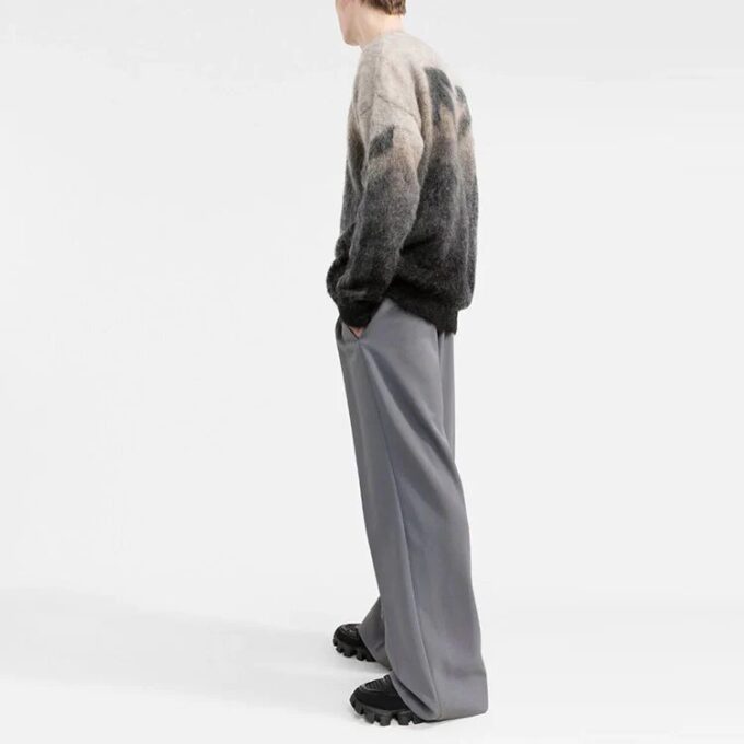 Jersey de lana de cuello redondo con degradado Off-White para hombre, temporada primavera-verano 2022, gris