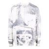 Jersey de lana de cuello redondo con estampado abstracto para hombre Off-White, temporada Otoño-Invierno 2021, corte holgado, blanco